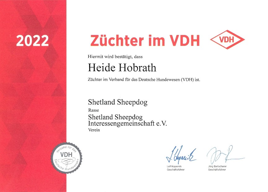 VDH Urkunde Zuechter 2022
